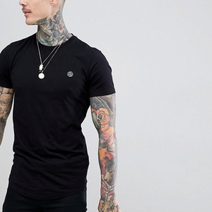 Religion Men's <b>Black</b> Slim Fit Short Sleeve T-Shirt With Vertical Logo Print Street Style O-Neck Jersey Cotton <b>Top</b> - Product Image 1
