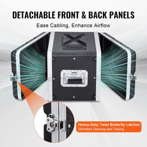Case Rack 6U per Carichi Pesanti, Profondità 14, Costruzione in ABS, Chiusure a Farfalla Staccabili, Armadio Rack Server Standard, Custodie per Hard Drive - Product Image 5