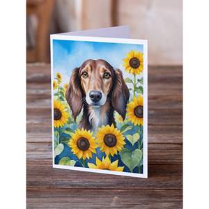 Whimsical Saluki in Sunflowers A7 Tarjetas de felicitación Paquete de 8 tarjetas de notas en blanco con sobres Tamaño 5x7 - Product Image 2