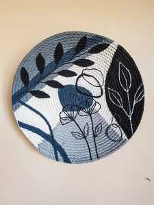 Round Bohemian Style Handmade Table <b>Mat</b> With Star Pattern Black Turquoise Brown White Geometric Design - Product Image 4