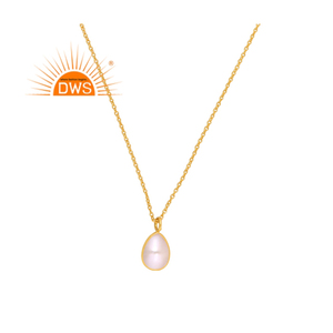 Dernier modèle Collier pendentif en argent sterling 925 plaqué or 18 carats avec pierre naturelle et perle Demi Fine Jewelry Manufacturer - Product Image 4