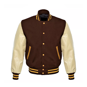 Wholesale <b>Men</b> Casual Wear Formal Varsity <b>Jacket</b> High Quality for <b>Men</b> Plus Size Custom Logo Thick <b>Jacket</b> With <b>Leather</b> Sleeves - Product Image 1