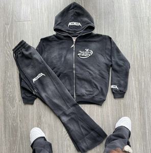 Conjunto Deportivo Personalizado para Niños, Sudadera con Capucha y Cremallera Completa con Pantalones, 100% Algodón, Transpirable, Ropa Casual de Otoño para Niños - Product Image 1