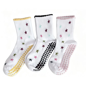 <b>Custom</b> Logo Professional Training Pilates <b>Socks</b> Non-Slip Mid-Length Knitted Crew Pattern Jacquard Logo Yoga Sports with <b>Grip</b> - Product Image 2