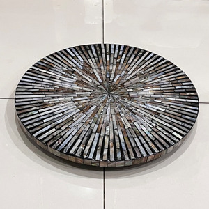 Trendy New Arrival Round Mother of Pearl <b>Lazy</b> <b>Susan</b> Tray Rustic Double-Tier Mop Tray for Home Decor in India - Product Image 2