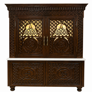 Modern Pooja <b>Mandir</b> Designs for Home Decor Unique Indian <b>Mandir</b> with Laser Cut Design Elegant Om Design Temple for Pooja Ghar - Product Image 6