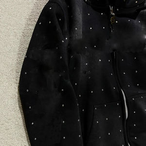 Sudadera con capucha y cremallera de algodón pesado con efecto desgastado y logotipo gráfico personalizado DTG, y conjunto de sudadera para hombre - Product Image 5