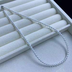 Collar de Perlas de Agua Dulce Naturales de Zhuji, Alta Calidad, Aurora, 4-4.5mm, Cuentas Pequeñas Tipo Arroz, Cadena Clavicular - Product Image 4