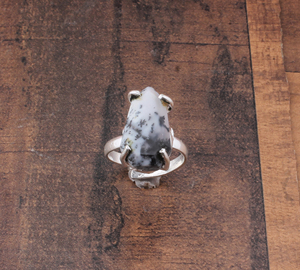 Natural Dendritic Opal Bezel Setting 925 Sterling <b>Silver</b> Gemstone Jewelry Landscape <b>Statement</b> <b>Ring</b> Women Wholesale - Product Image 5