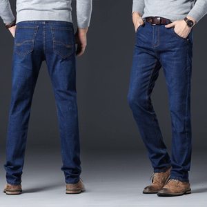 Jeans de Mezclilla para Hombre, Corte Recto, Lavado a la Piedra, Cintura Media, Corte Regular, Estilo Casual de Algodón, para Otoño - Product Image 2