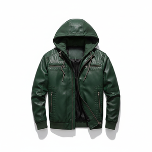 Chaqueta de Cuero Genuino Original para Hombre, Chaqueta de Cuero Clásica de Cordero, Chaqueta de Motociclista a la Moda con Forro de Piel - Product Image 1