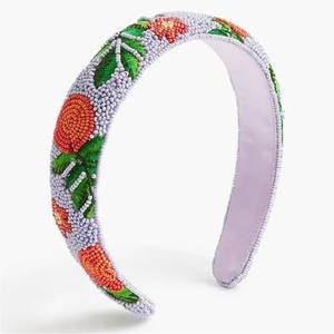 Serre-tête élégant style bohème en perles de rocaille, brodé, fait main, avec broderie florale - Product Image 5