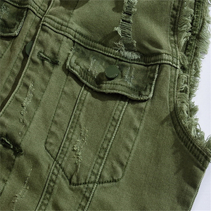 Gilet en jean pour homme à col rabattu, couleur unie, décontracté, en coton tissé, simple boutonnage, pour le printemps - Product Image 6