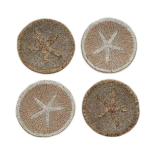 Posavasos Redondo Hecho a Mano con Cuentas, Alfombrilla de Mesa con Cuentas de Semillas, Bordado Artesanal, Logotipo Personalizado, Color Personalizado, Tamaño Personalizado - Product Image 2