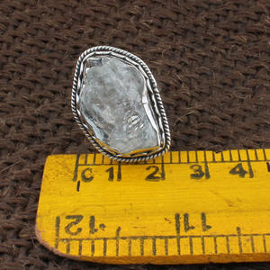 Bague artisanale en argent sterling 925 avec aquamarine, pierre précieuse bleu clair naturelle, bijou artisanal fait main, pierre de naissance de mars - Product Image 3