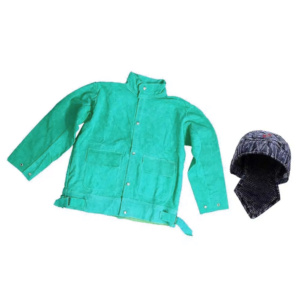 Veste de soudeur industrielle de haute qualité en cuir de vachette pleine fleur avec logo et poches latérales, respirante, résistante et robuste - Product Image 2