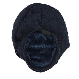Bonnet unisexe en acrylique à prix de gros, motif écossais rouge et noir, tricoté, style décontracté avec revers et patch logo en cuir - Product Image 5