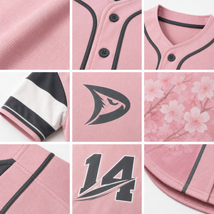 Maillot de baseball personnalisé, impression par sublimation, motif cœur noir et rose, boutons sur le devant, manches courtes, unisexe, pour la lutte contre le cancer du sein - Product Image 6