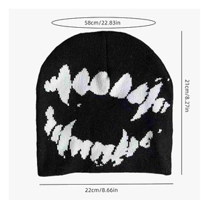 Gorros Negros con Diseño Gráfico para Hombre y Mujer, Estilo Urbano, Tejidos, Holgados, Estilo Gótico, Gorro de Calavera, Moda Urbana, Gorro de Invierno, Suave y Cómodo, Unisex - Product Image 2