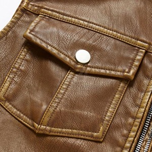 Gilet en cuir respirant et durable pour homme, style motard élégant, en cuir de vachette - Product Image 6