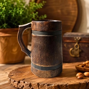 Eco-Friendly Polished Wooden Viking Mug with Hand Carved Engraving and Animal Design-Valentine's Day & Halloween Gift - Product Image 1