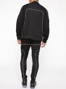 Nuevo diseño personalizado Nylon reflectante raya 2 piezas cremallera entrenamiento Jogging ropa deportiva chándal para hombres conjuntos de hombres - Product Image 4