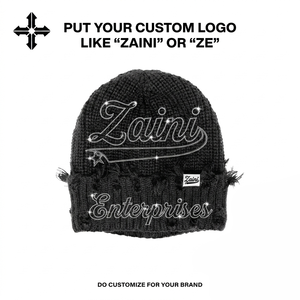 หมวกบีนนี่ไหมพรมอะคริลิคพรีเมียม ZAINI 280 GSM สีดำสำหรับทุกเพศ เหมาะสำหรับฤดูหนาว ประดับด้วยคริสตัล พร้อมป้ายโลโก้ปักแบบกำหนดเอง - Product Image 3