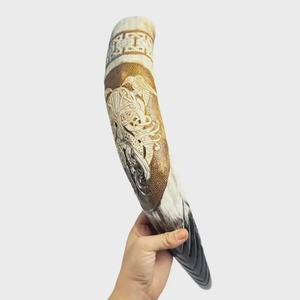 Cuerno Vikingo Hecho a Mano para Beber, Cuerno Natural de Búfalo, Copa Medieval para Cerveza, Sidra, Cerveza Alemana, Vino, Vajilla Rústica para Bar - Product Image 1