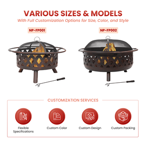 Outdoor Wood Burning Fire Pit Round Decorative <b>Firepit</b> with Spark Screen Backyard Patio Garden FP001 - Product Image 4