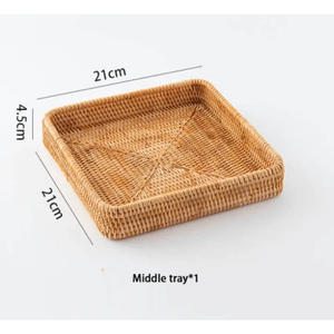 Cesta de Almacenamiento de Mimbre Rectangular Tejida a Mano, Organizador de Mimbre, Bandeja Tejida para Cocina y Hogar - Product Image 2