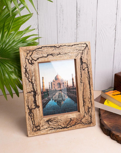 Natural Mango Wood Rustic <b>Square</b> shaped <b>Photo</b> <b>Frame</b> Solid Wood Picture <b>Frame</b> with Bark Edges Farmhouse Decor - Product Image 1