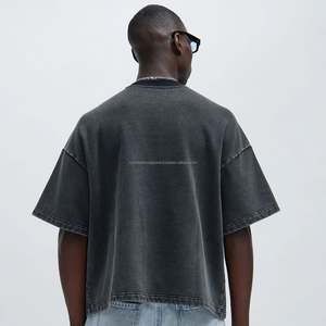 <b>Mens</b> 100% Cotton Regular Fit Regular <b>Silk</b> Screen Printed Knitted Eco-Friendly Vintage Neck Acid Washed Crop T <b>Shirts</b> for Summer - Product Image 5