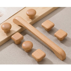 Contemporary Solid Wood <b>Pull</b> <b>Handles</b> Decorative Wooden <b>Door</b> Hardware for Luxury Furniture and Interior Design - Product Image 1