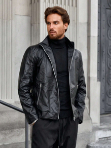 Wholesale Custom Unisex <b>Winter</b> <b>Leather</b> <b>Jacket</b> Breathable Fleece Waterproof Front Hood OEM Cheap Price - Product Image 2