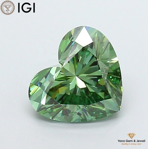 Diamant de laboratoire CVD certifié IGI, 3,00 carats, taille cœur, clarté VS1, couleur vert vif fantaisie, pour un chef-d'œuvre de qualité supérieure - Product Image 1