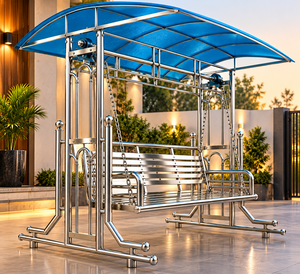 Columpio de Jardín de 3 Plazas para Exteriores con Toldo, Estructura Metálica, Asiento de Columpio Independiente para Patio, Jardín, Terraza, Parque - Product Image 6