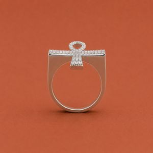 Premium Small <b>Cross</b> Religious S925 <b>Silver</b> <b>Ring</b> With Elegant Moissanite Detail - Product Image 4