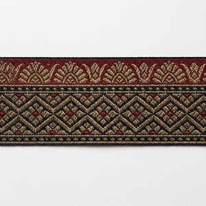 ริบบิ้นตกแต่งขนาด 50 มม. จากนีลคามัล อินดัสทรีส์ พร้อมด้วยด้ายเมทัลลิกสีแดงดำ ลายสำหรับงานเสื้อผ้า งานฝีมือ และการตกแต่งขอบ - Product Image 1