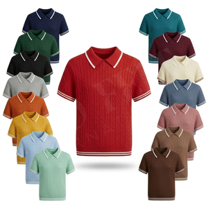 Hot Sale Knitted Custom Design Whole Sale Trendy Polo Shirt with <b>White</b> Collar and Stripes Casual Knitwear Polo <b>Tee</b> Short Sleeve - Product Image 1