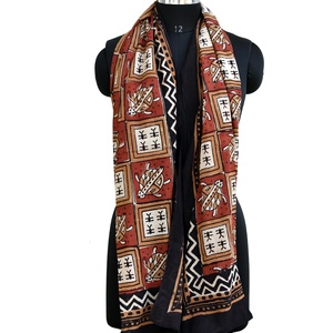 High Quality Sanganeri Block Printed Cotton Voile <b>Sarong</b> Shawl <b>Brown</b> Handmade Adult Beach Cover Ups Head Scarves Pareo-Wholesale - Product Image 1