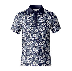 Camisa polo de golf para hombre con estampado tropical a la moda, tela elástica de alto rendimiento, camiseta polo cómoda y atlética para conjunto de verano - Product Image 3