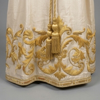 Maßgefertigte Creme-Seiden-Zeremonienrobe mit Handbesticktem Goldbouillon, Liturgische Tunika, Kirchliche Geistliche Kleidung, Orthodoxes Sticharion