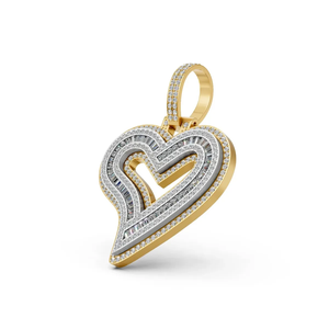 Collar de Lujo con Colgante de Corazón en Capas Chapado en Rodio de Oro de 14K, Diamante Baguette Cultivado en Laboratorio de 1.60 CT, Certificado IGI, para Mujer - Product Image 6