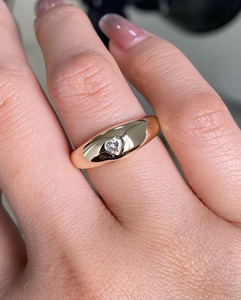 Anillo Vintage con Diamante Cultivado en Laboratorio con Corte Corazón Gitano, Banda de Oro Sólido de 14K con Engaste de Bisel, Anillo Antiguo de Una Sola Piedra, Anillo de Promesa y Boda - Product Image 1