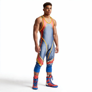 Power-lifting <b>Singlet</b> Athletic Wrestling Suit Body-wear Uniform Men 100% Polyester <b>Weightlifting</b> Wrestling Suit - Product Image 3