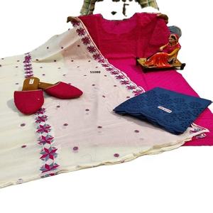 Excelente calidad de las mujeres Chikankari DE LA India al por mayor precio de algodón rayón viscosa para bodas y festivales desgaste - Product Image 2