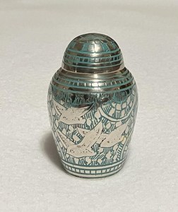 Uzair Handicrafts Silver Engraved Metal <b>Memorial</b> <b>Keepsake</b> Urn with Customizable Design Artistic Pattern for Adult Burial Ashes - Product Image 5