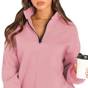 Sudadera de cuello alto con cremallera de 1/4, gruesa y extragrande, personalizada para mujer, precio económico, venta al por mayor, OEM, moda - Product Image 6