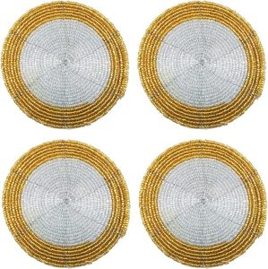 Round <b>Glass</b> Beads <b>Coaster</b> Set 4 Inch Handmade Bohemian Style Customized Thickness Table Mats - Product Image 5
