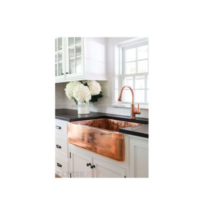 Évier de cuisine élégant en cuivre martelé avec bassin profond rectangulaire et structure durable en métal durable, fabriqué à la main - Product Image 4